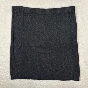 J Jill Size M Tweed Skirt Silk Cotton Knit Mini Neutral Academic Charcoal Gray